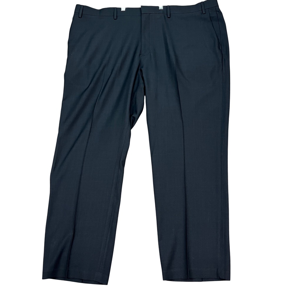 Haggar Premium Comfort Dress Pants Mens 44x29 Black Straight Fit Flat Front EUC